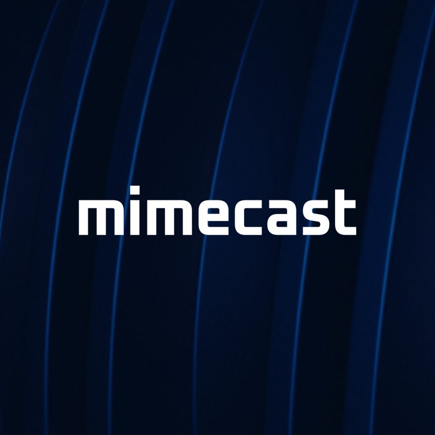 Logo Mimecast sur un fond abstrait de lignes bleu foncé
