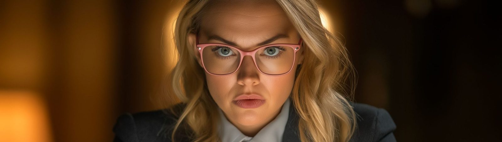 femme en costume gris assise derrière un écran d'ordinateur