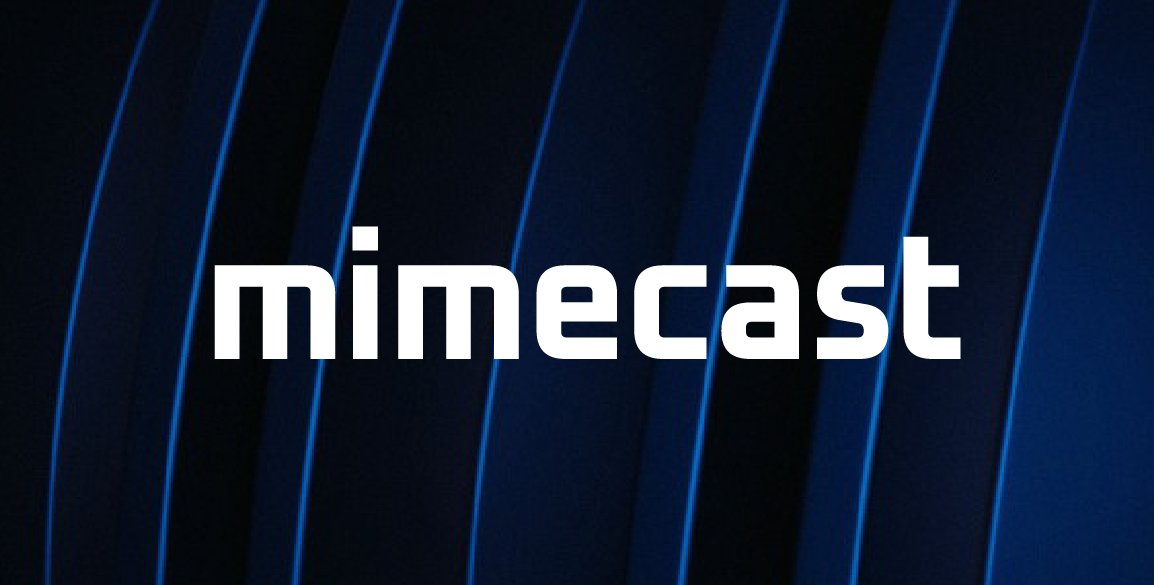 logo Mimecast sur un fond abstrait stylisé bleu