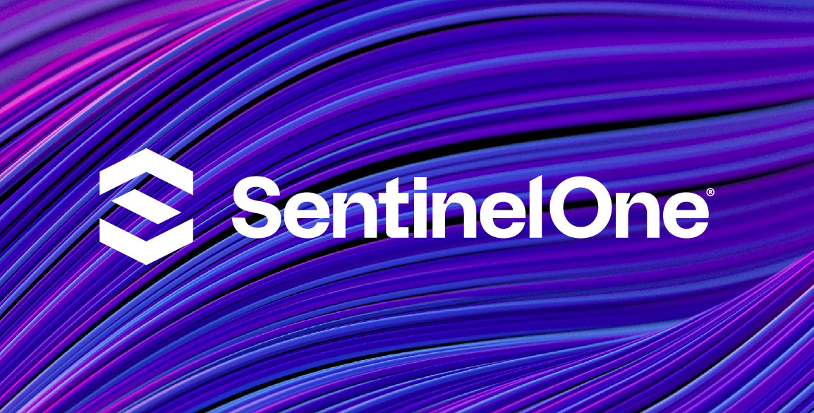 logo SentinelOne sur un fond abstrait stylisé violet