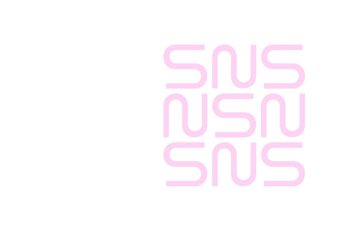 monogramme SNS Security rose composé des lettres SNS sur trois rangées